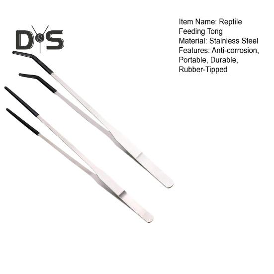 2 ks Nerezové kleště na krmení plazů s gumovou špičkou Dlouhá rovná zakřivená pinzeta Příslušenství k nádržím na dračí hady s vousy Potřeby pro terária