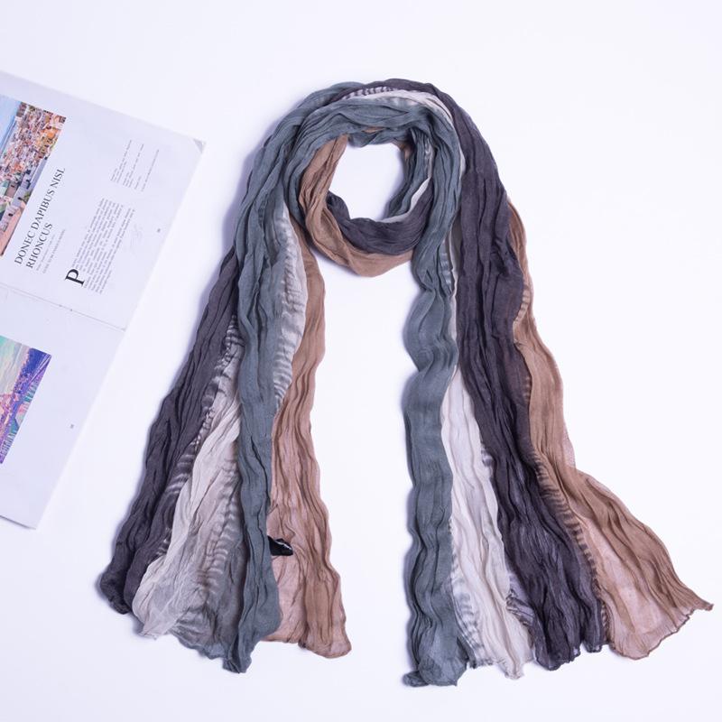Bali Yarn Printing Scarf Color Matching Color Contrast Imitation Hand-Painted Tie-Dye Twist Wrinkled Scarf