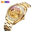 Fashion Hollow Through Bottom Gear Automatic Mechanical Watch Business Men's Gold Steel Belt Watch