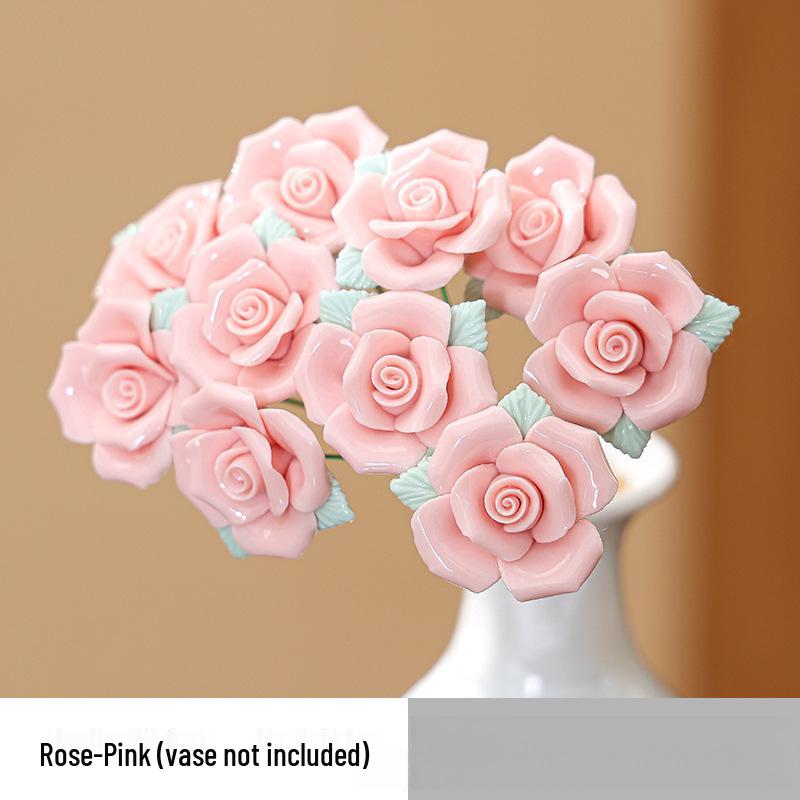 Traditional Jingdezhen Peony Ceramic Vase - Eternal Flower Simulation Decoration