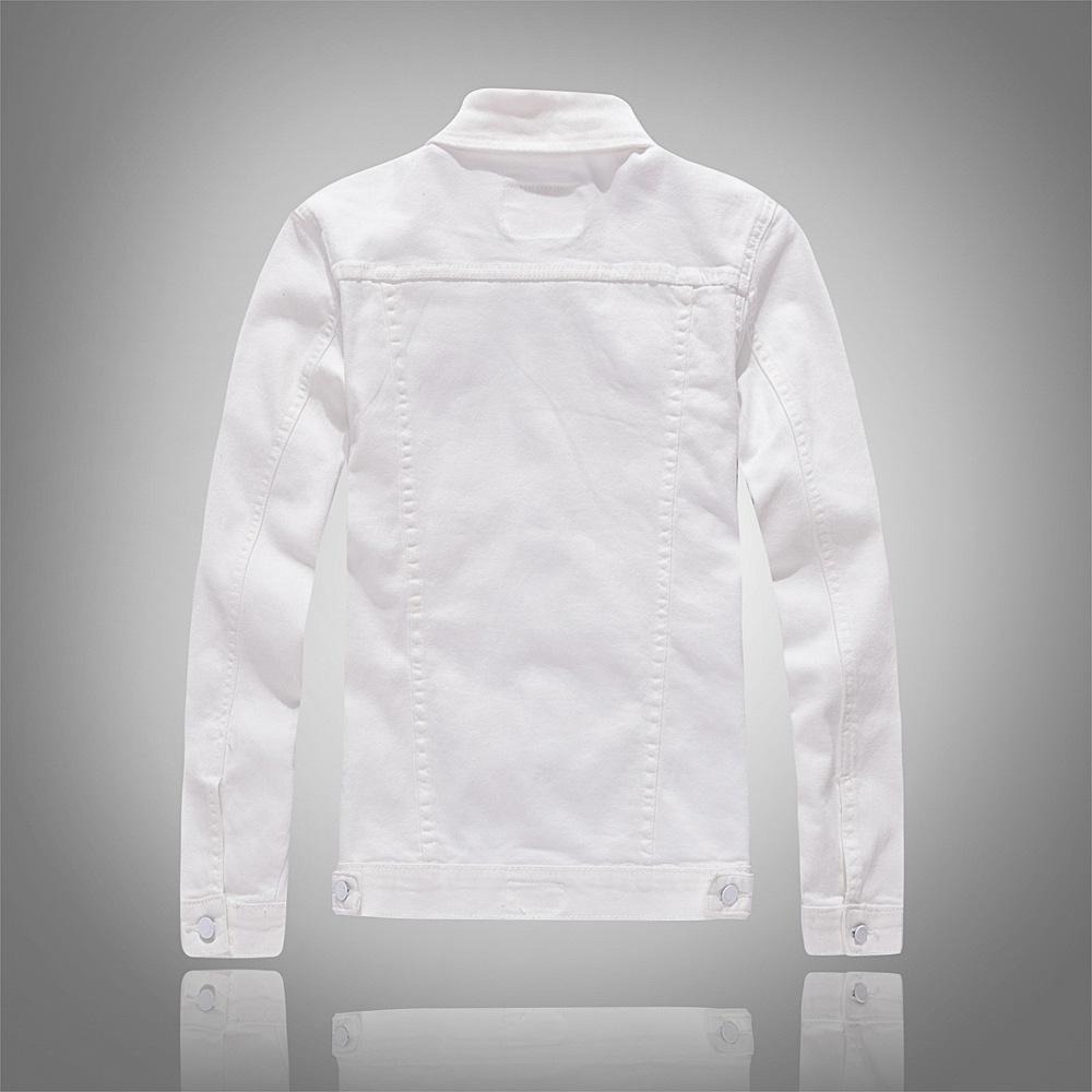 Men's Slim Fit White Washed Denim Jacket - Trendy Korean Style Long Sleeve Outerwear