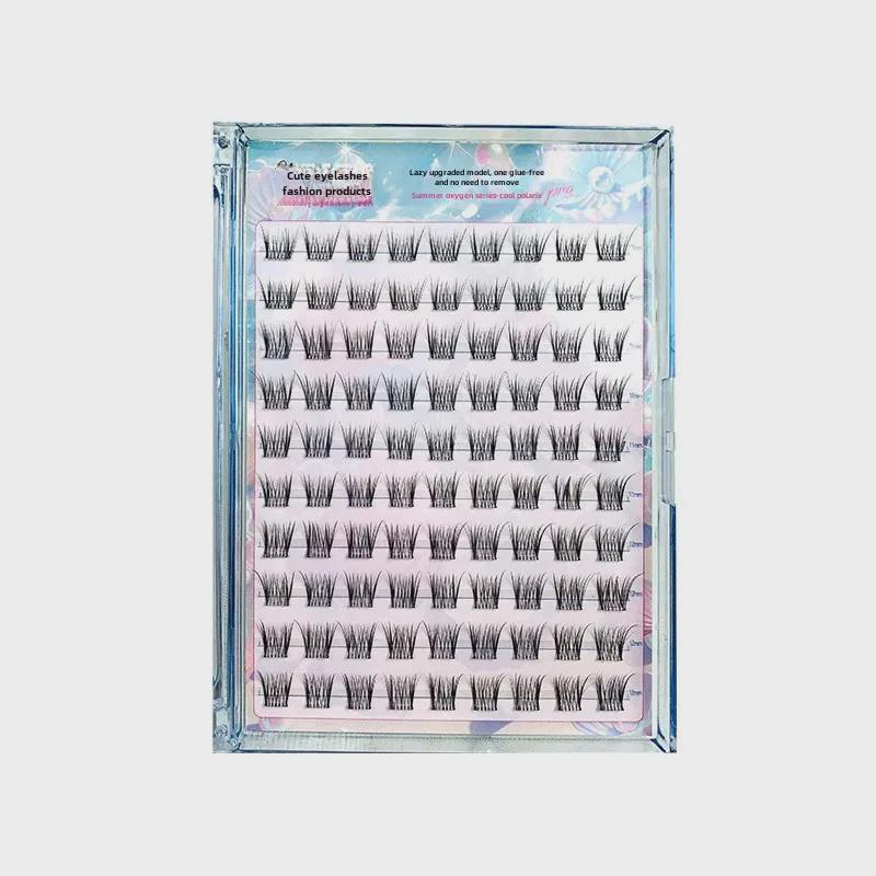 Lazy Pearl Girl Klebefreie selbstklebende falsche Wimpern - Natürlich, fotogen, einzelne Büschel, perfekt für Anfänger & Cartoon-Stile