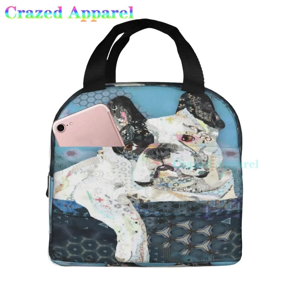 French Bulldog Cute Dog Insulated Lunch Bag Portable Thermal Cooler Box Reusable Picnic Tote Bento Bag for Men Women Kids