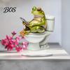 Durable Acrylic Figurine Frog On Toilet Decor, 2D Funny Bathroom Shelf Figure, Cute Decoration Assembled Statue for Desk Living Room Office,
