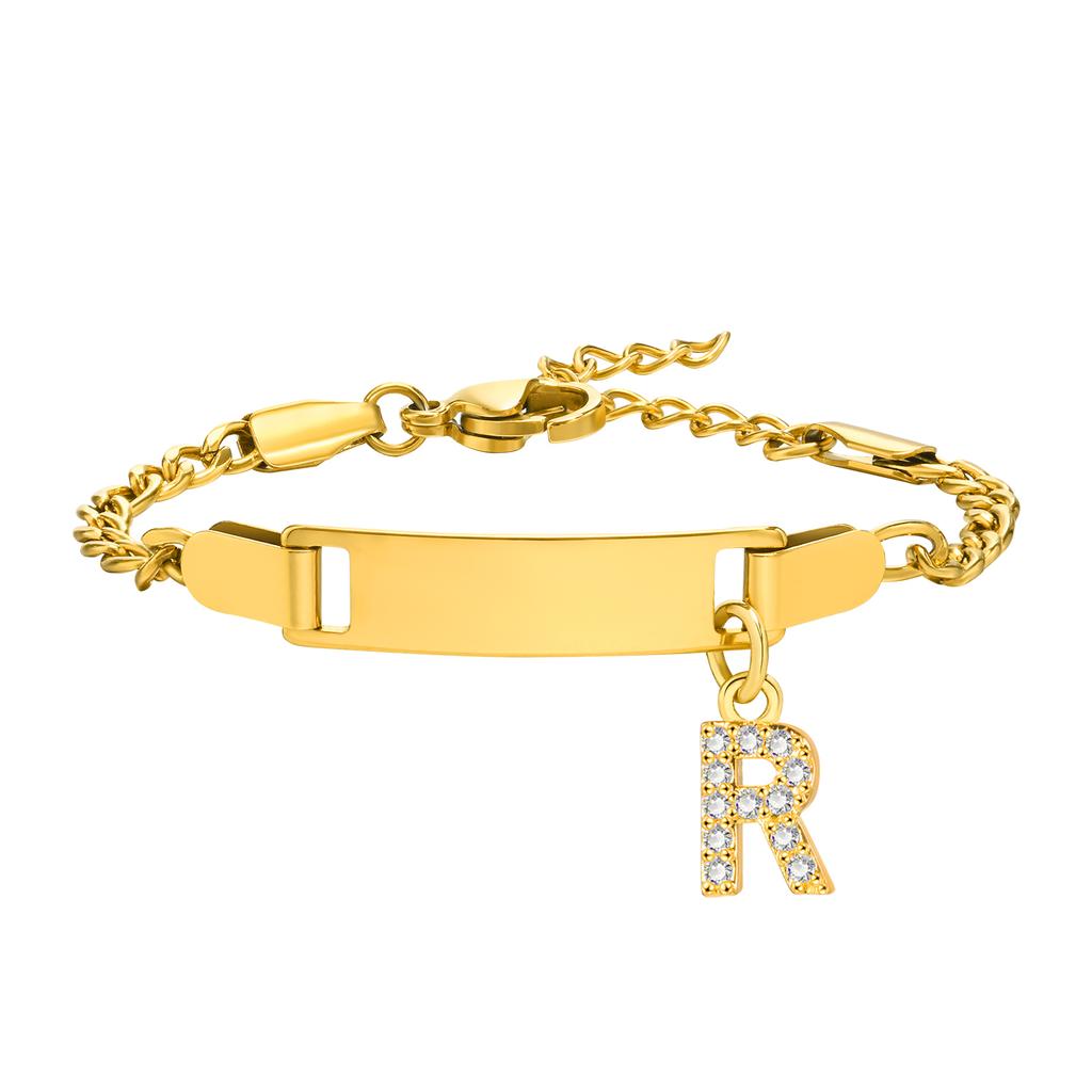 Bracelet Personnalisé au Nom Avec Initiales pour Garçon Fille, Gravure Gratuite Date ID Bracelet de Poignet Cadeau d'Anniversaire