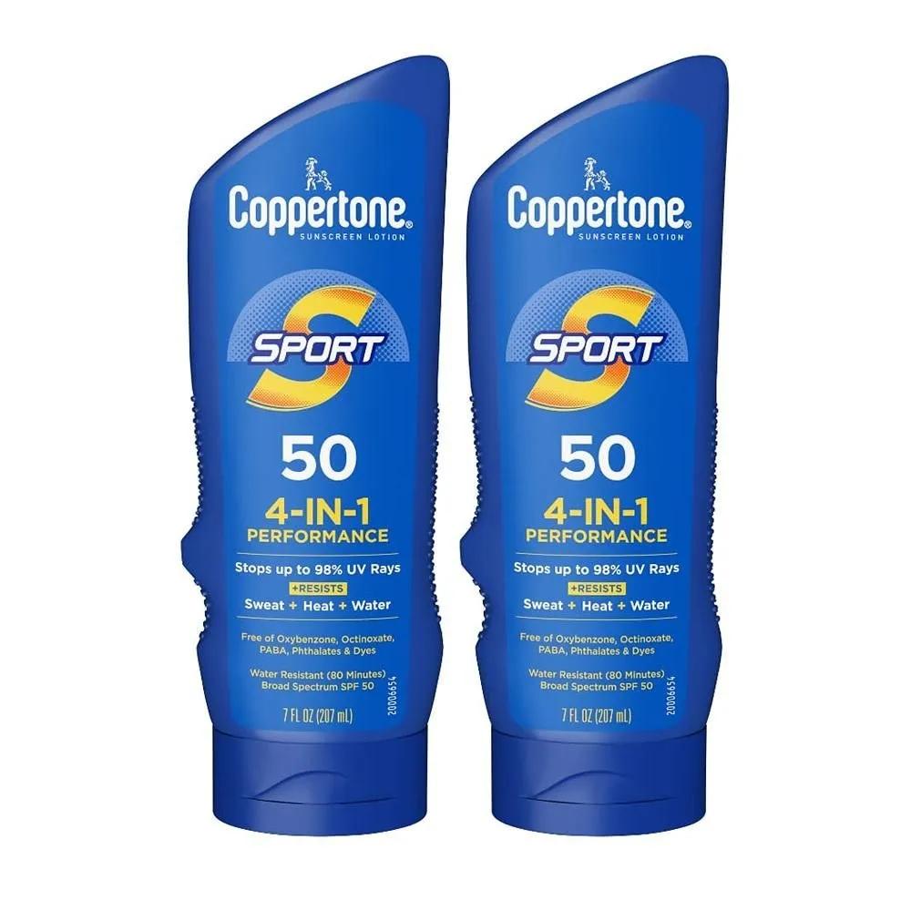 Coppertone Sport Sunscreen 207ml 2-Pack Four-in-One Coppertone Sport Sunscreen Lotion, BRHODE Spectrum