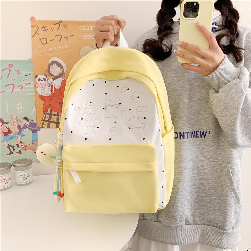 Cute campus schoolbag for girls Junior high school students Korean version Versatile large-capacity computer backpack Casual college student backpack