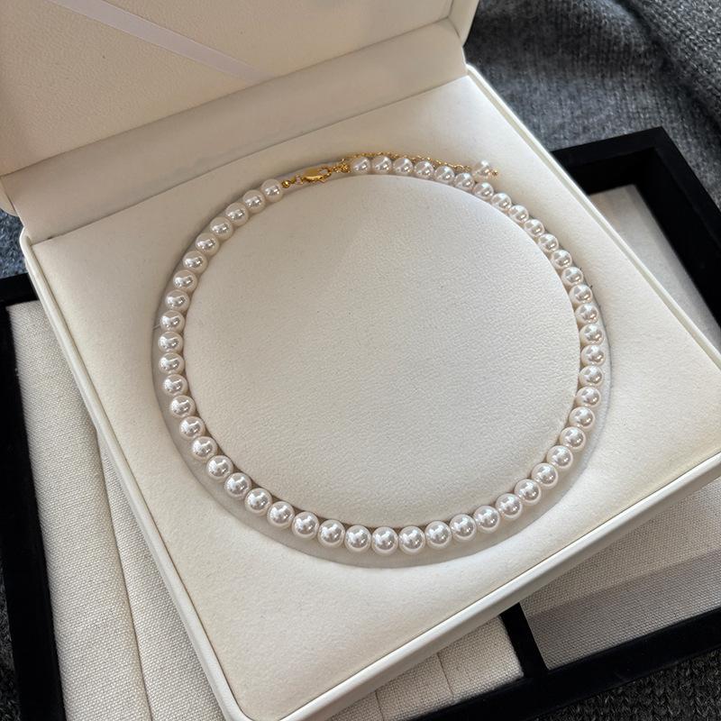 S Home Australia White Extremely Fine Pearl Necklace Women's Light Luxury Niche Temperament Beaded Clavicle Chain with Jewelry