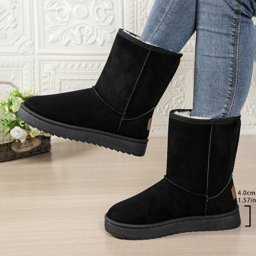 Mid Calf Snow Boots Women Waterproof Warm Platform Boots Large Size Winter Slip On Flat Casual Woman Booties