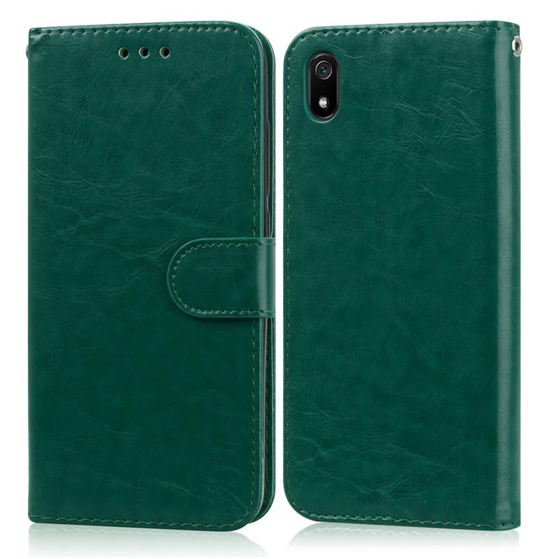 

For Xiaomi Redmi 7A Case Redmi 7a Soft Silicone Wallet Cover Phone Case For Xiaomi Redmi 7A 7 a Leather Flip Case For Redmi 7A темно-зелений колір