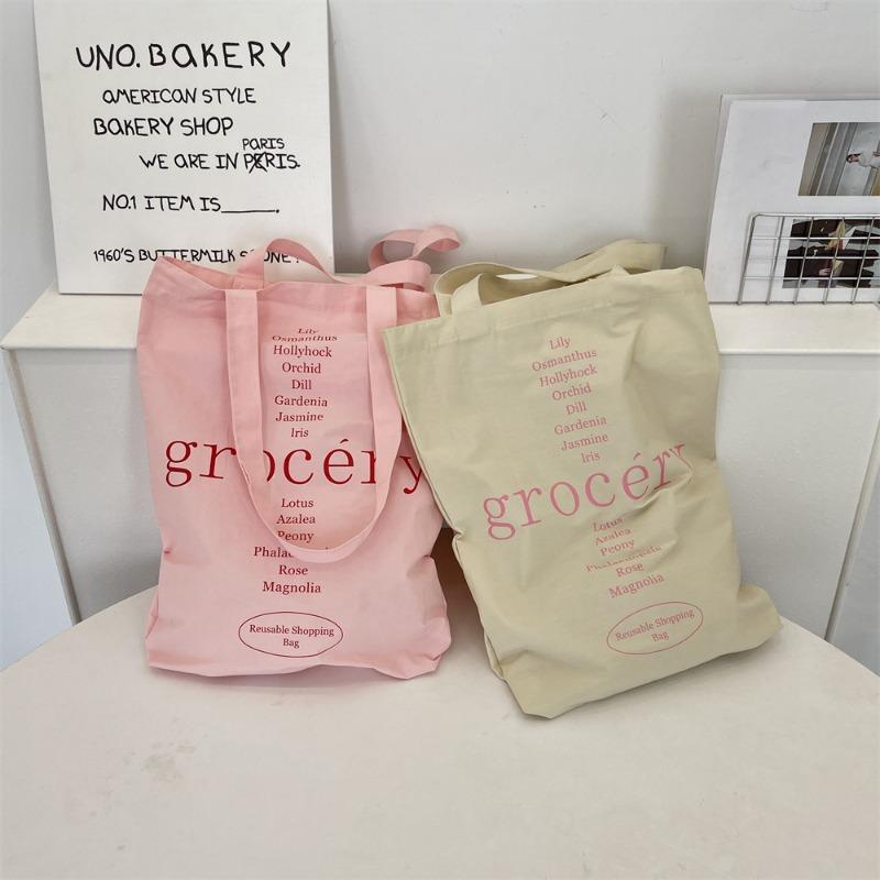 1 letter printed new casual canvas bag women's bag shoulder bag large capacity student bag