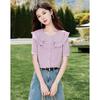 Si Shui Nian Hua Layered Round Neck Short Sleeve Blouse