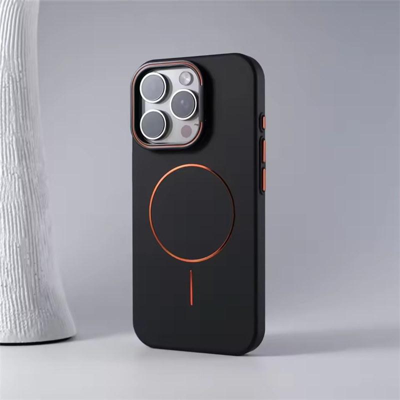 

Матовый чехол Magsafe для iPhone 16 15 14 13 Pro Max Flip Camera Protection Stand Holder Bracket Cover iPhone 14 Pro Max чёрный