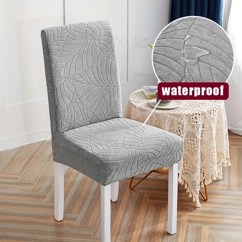 Waterproof Chair Covers Jacquard Fabric Furniture Protector Stretch Washable Removable Hotel Chair Slipcover(1/2/4/6/ Pieces)
