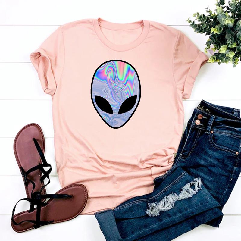 Trend Style Alien Tee Top Moda Tricou Îmbrăcăminte Anii 90 Dulci Încântător Casual Mânecă scurtă Femei Imprimare Damă Femeie Tricou grafic