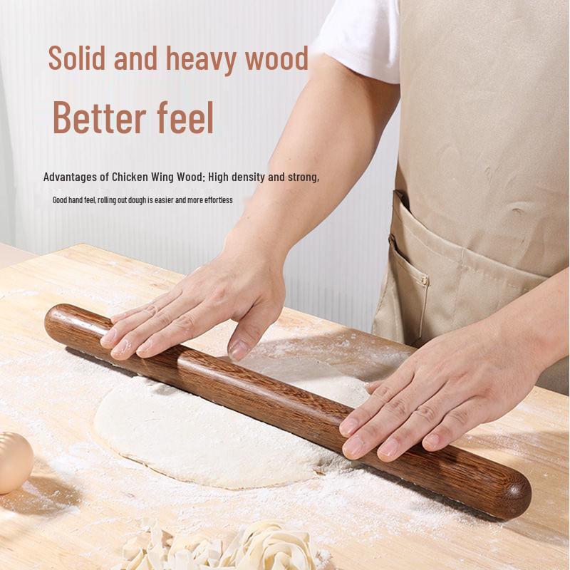 Beech Wood Rolling Pin for Dough and Dumplings - Solid Wood Baking Tool with Round Head