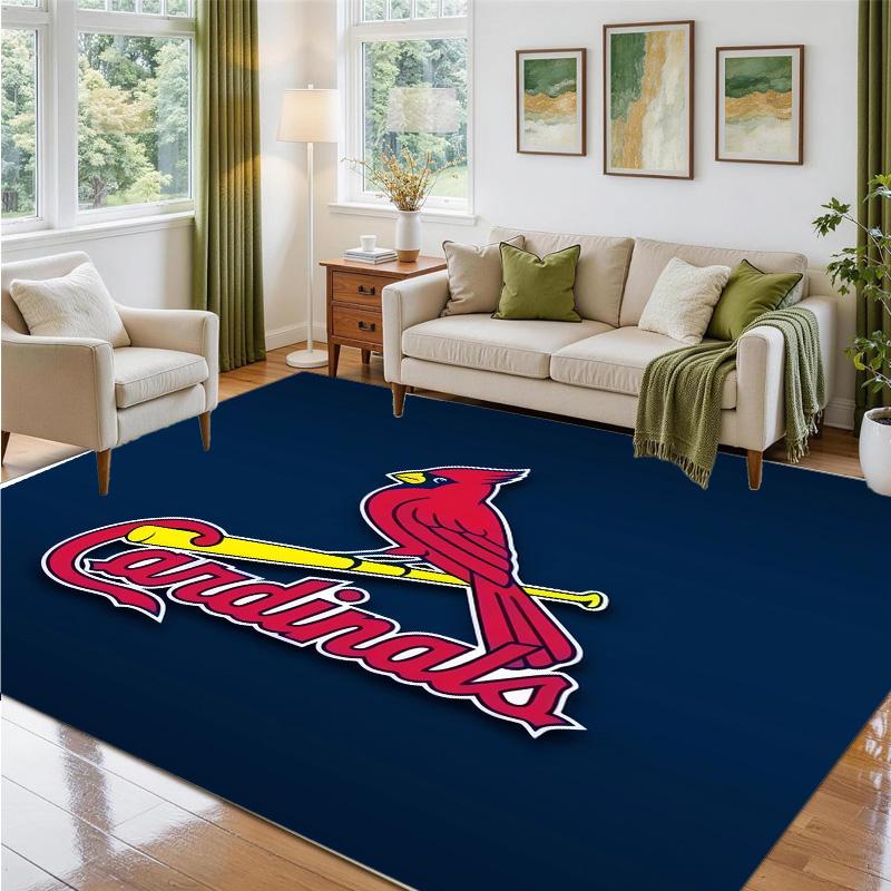 St. Louis Cardinals Design Crystal Velvet Rug Soft Decorative Mat for Bedroom Entrance