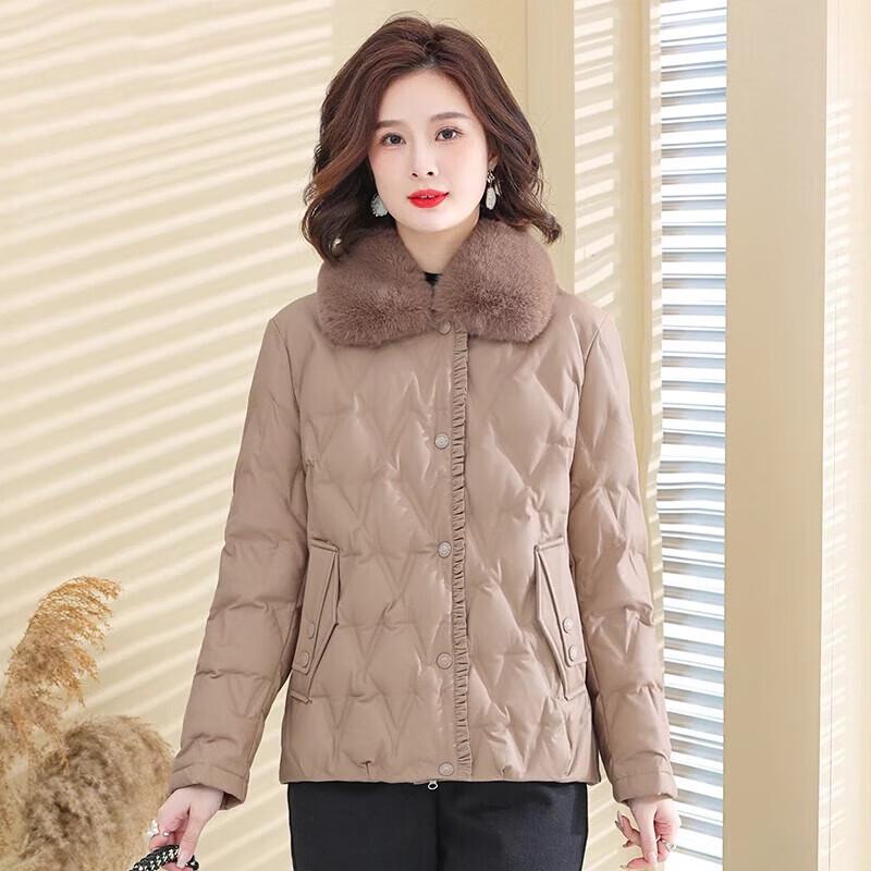 YAYA Women's PU Leather Down Coat