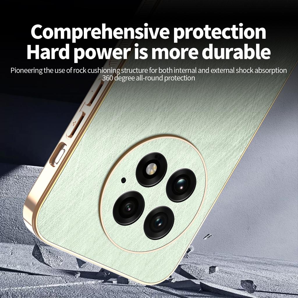 For OnePlus 11 12 13 13R Phone Case Luxury Brushed Leather Electroplated Bumper Soft TPU Cover