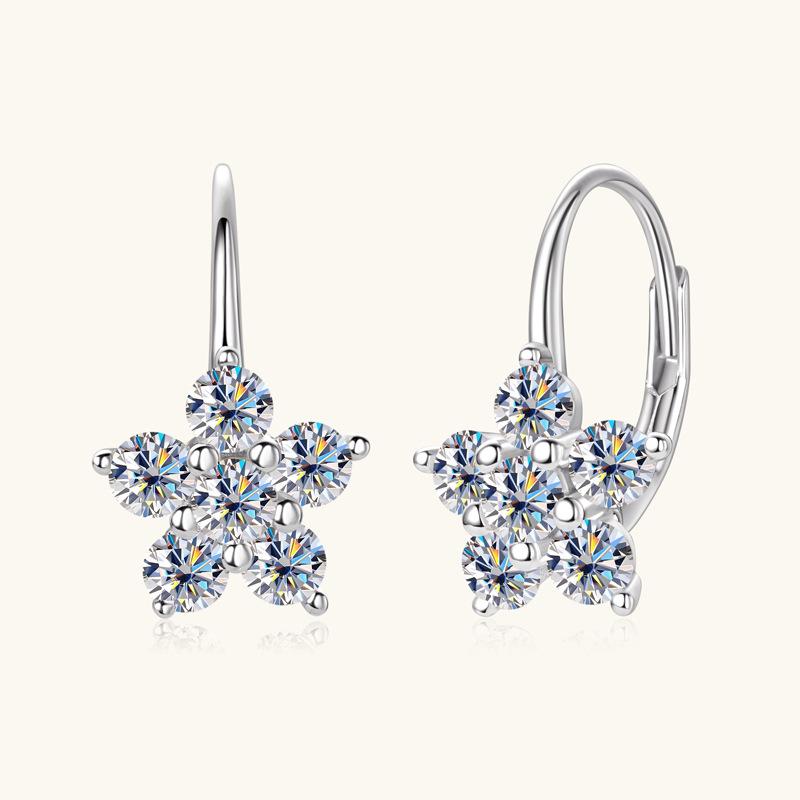 Silvere Glam Korean Version Of Ins Style New Snowflake Moissanite Earrings Six-pointed Star Flower 925 Sterling Silver Tassel Earrings