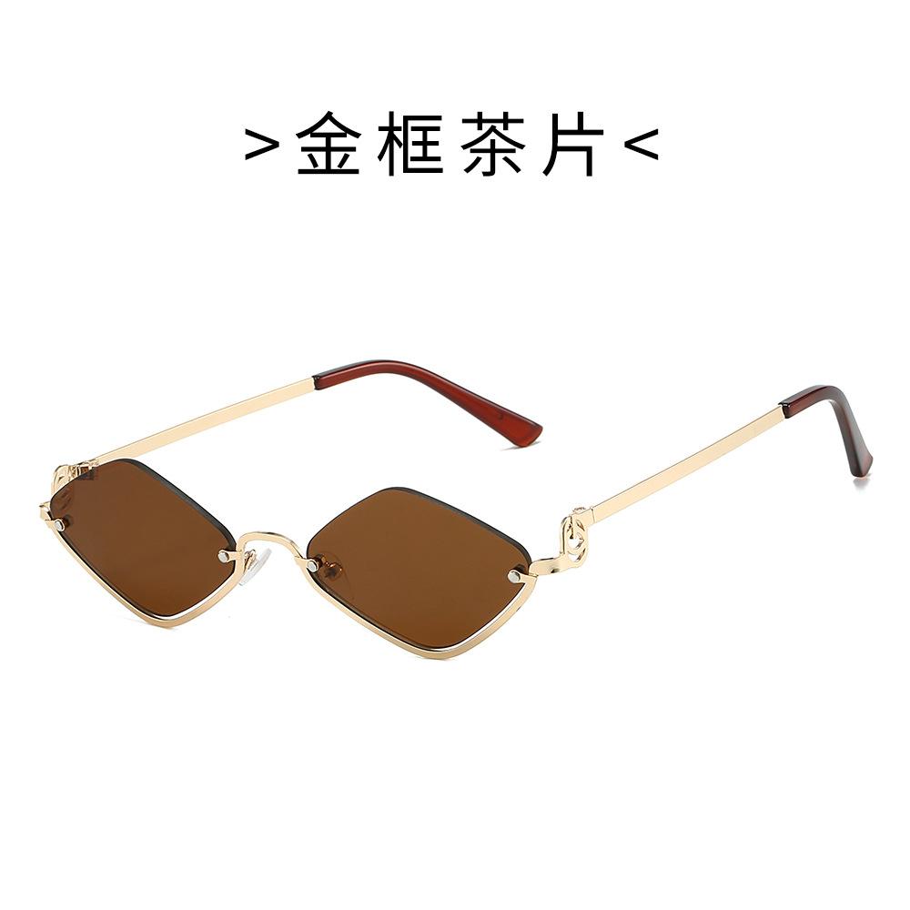 Stylish Metal Semi Frame Sunglasses for Women Men Diamond Shaped Half Cut Shades Beach Sun Protection