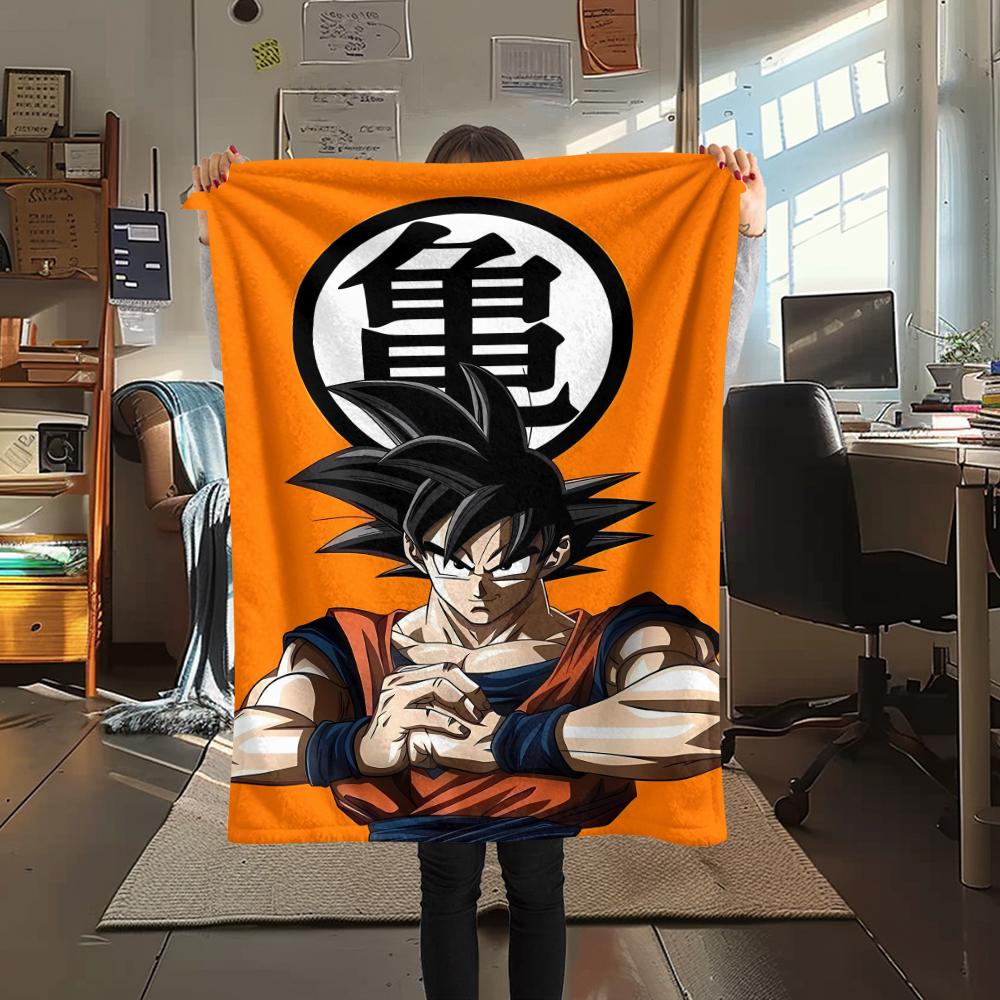 Koc Flanelowy z Nadrukiem Postaci Dragon Ball, Wysokiej Jakości, Wygodny na Wszystkie Pory Roku, Wystrój Domu, Ciepło i Komfort, Idealny na Prezenty Świąteczne