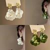 Women Vintage Acrylic Flower Stud Earrings Niche Minimalist Design All Match Luxury Elegant Ear Jewelry For Women Daily Outfits