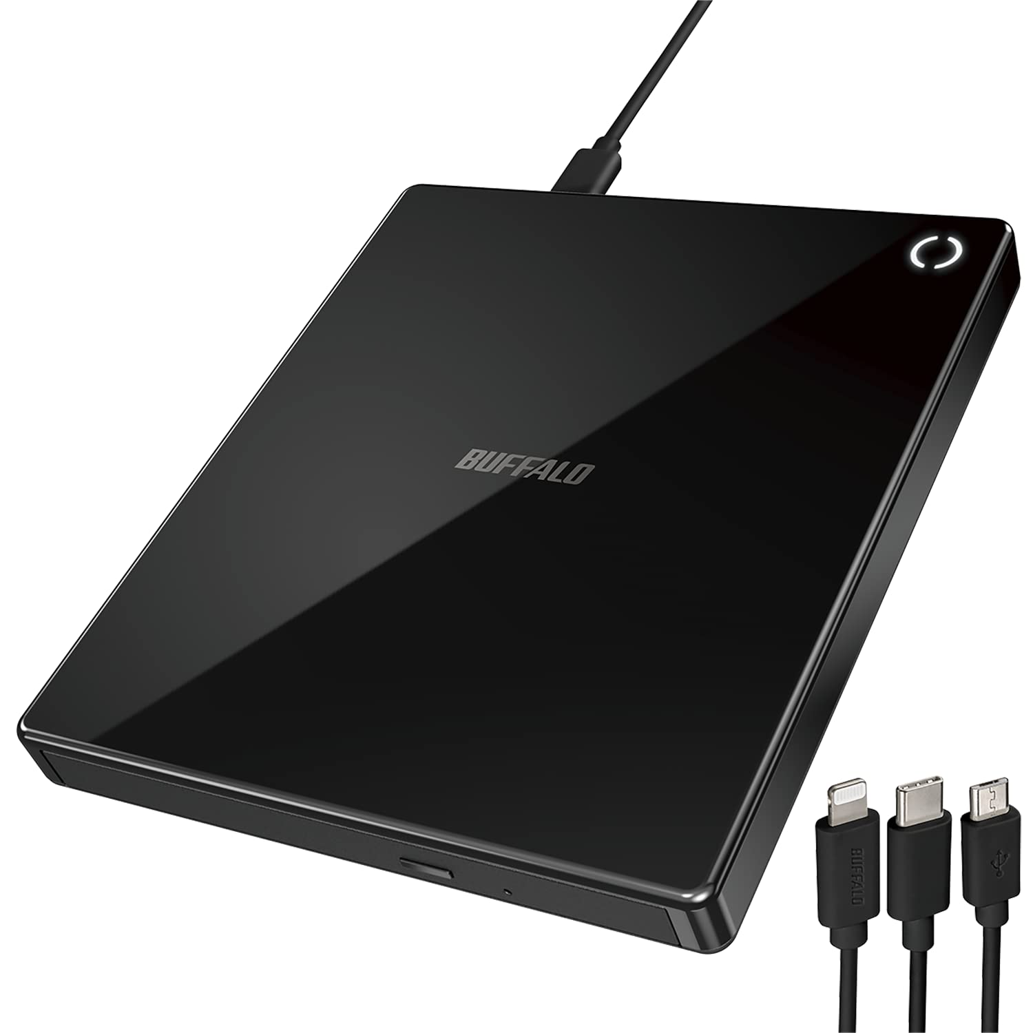 

Buffalo iPhone Smartphone CD Import CD Recorder Language Learning Player No Computer Required Cable Model with iPhone Black Rakureco+ [Compatible 16,
