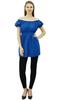 Bimba Women's Off shoulder Puff Sleeve Tops Elastic Waist Blouse Cotton