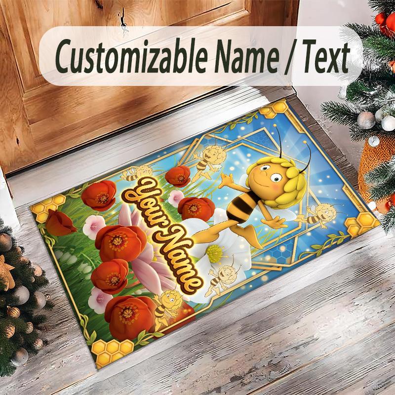 Personalized Crystal Velvet Carpet Custom Name Text,Bing Bunny Anti Slip Area Rug For Home Decoration