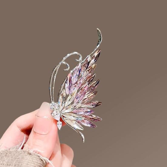 Rhinestone Butterfly Brooch Butterfly Wing Lapel Pin Sweater Cardigan Coat Business Suit Decoration Women Clothing Accessories