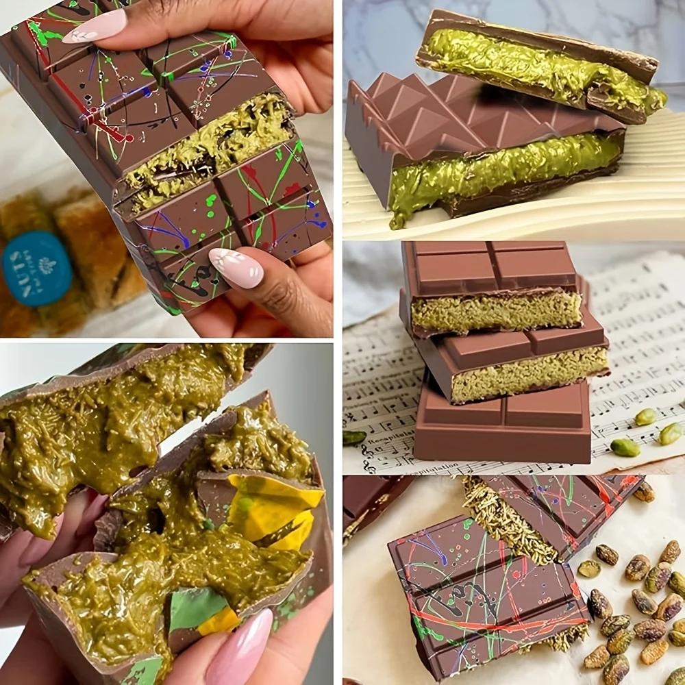 Deep Chocolate Bar Mold Large Silicone Mold for Dubai Chocolate Bars and Pistachio Filling Knafeh Cream