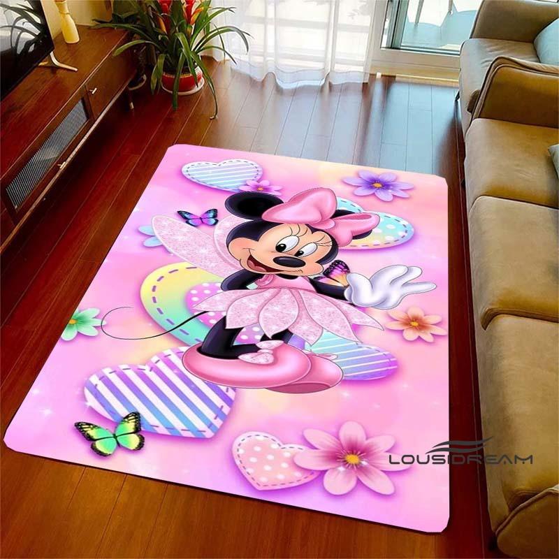 Cute Pink Minnie Mouse Cartoon Rug, Suitable for Living Room, Bedroom, Kitchen, Hallway, Children's Non-slip Floor Mat,