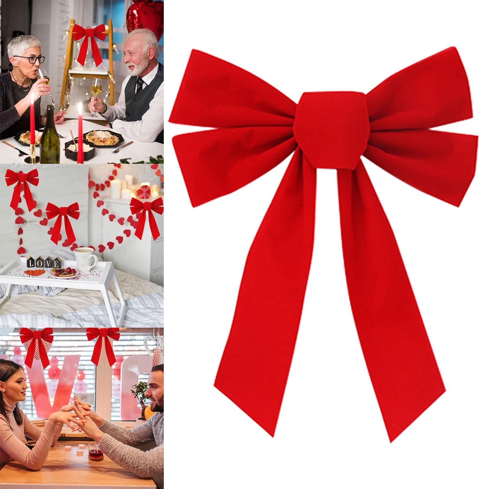 

Large Christmas Velvet Red Bows Hanging Ornament For Christmas Tree Decorations Wreath Garland Diy Crafts Xmas Gift Wrapping Bow One Size красный