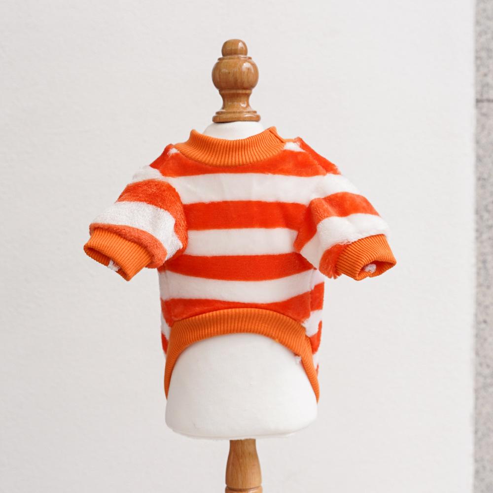Embroidery Fleece Pet Clothes Warm Striped Pat Tern Universal Size Winter Wear Cat Dog Apparel Soft Fabric Puppy Winter Clothing