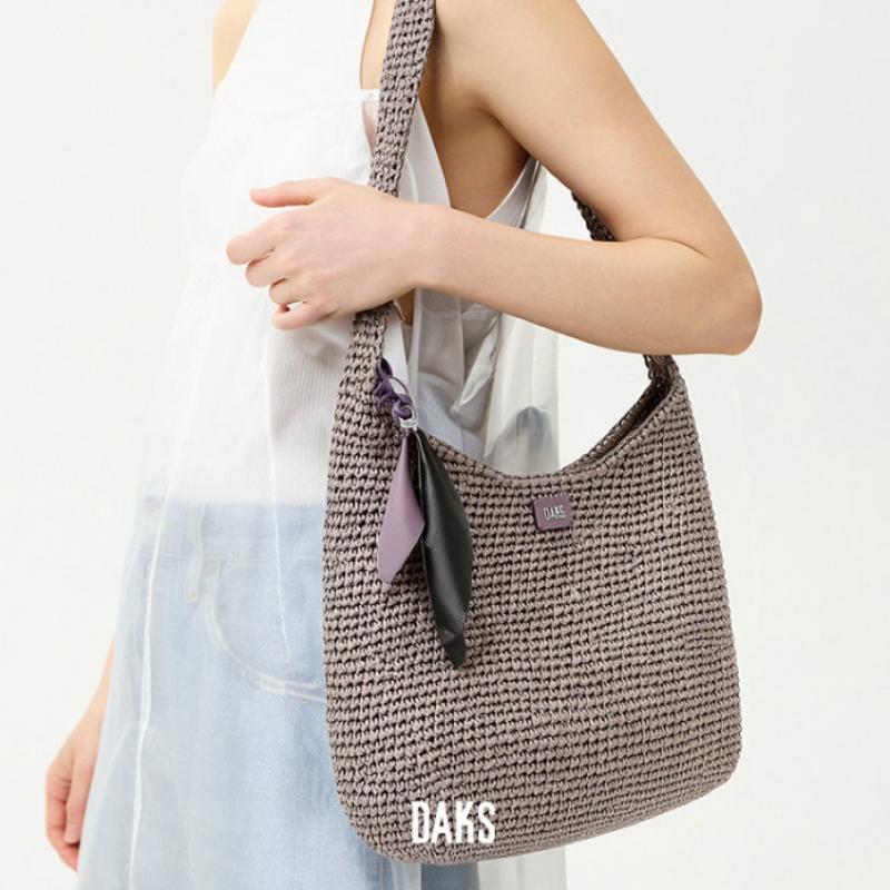 Daks Gray Real Raffia Twisted Mesh Shoulder Bag M Dcba6e571g