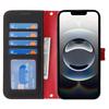 For iPhone 16e Stand Case Litchi Texture Genuine Cow Leather Wallet Phone Cover RFID Blocking