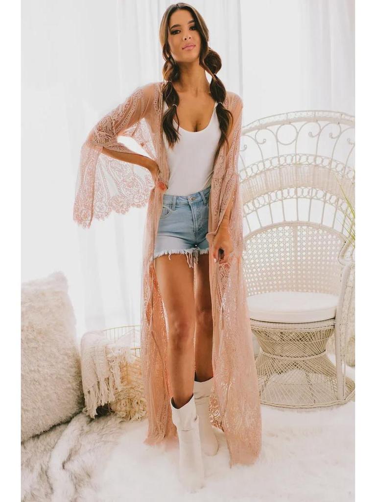 Lace Beach Cardigan: Cross-border Bikini Cover-Up and Seaside Swimsuit Sunscreen Jacket for Beach Vacations.