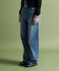 Seteo (W) Crease Hemline Wide Denim Pants Union Washed