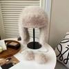 Warm Fluffy Bomber Hat Imitation Mink Fur Cold Weather Hat Fashion Winter Cycling Hat  for Women