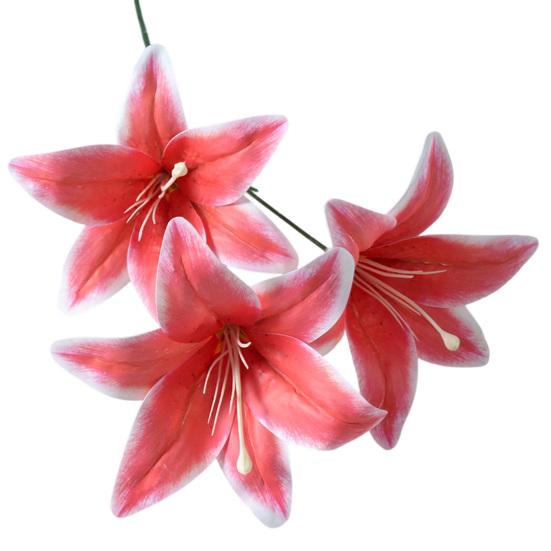 Artifical Lily Flowers with 3 Heads Full Bloom Real Touch Long Stem Fake Lily Bouquet for Home Hotel Flower Arrangement Wedding Party Decor