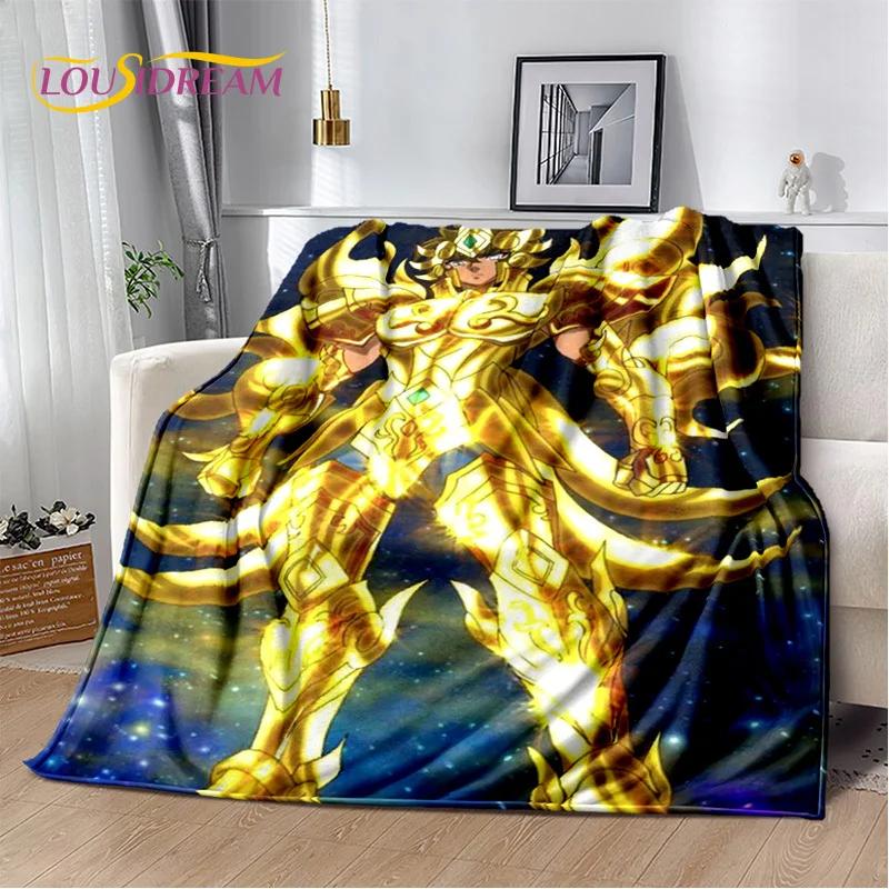 Cartoon Saint Seiya 3D Retro Soft Flannel Blanket for Beds Bedroom Sofa Picnic,Throw Blanket for Cover Outdoor Leisure Nap Gift