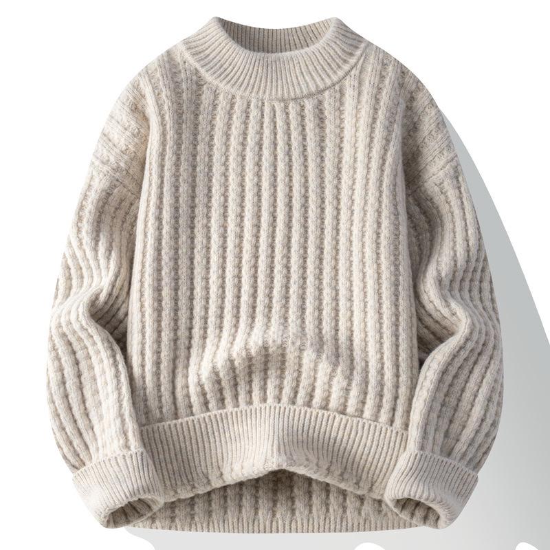 Men s 2025 Winter Korean Style Loose Knit Sweater - Trendy, Thick Base Layer 2XL грязно-белый