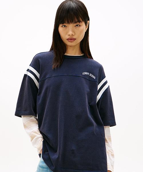Tamijinseu Oversized Varsity Short Sleeve T-Shirt (T32G1Tto42Twt1C1G)