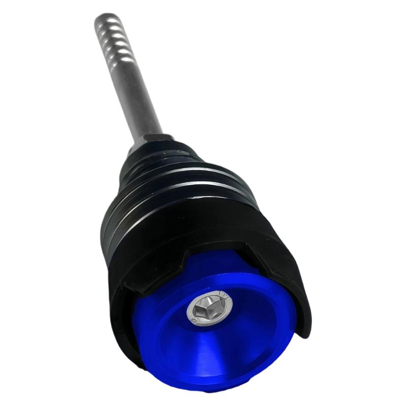 Threaded Motorcycle Oil Dipstick with Top Tool Socket, Aluminum Construction and Anodized Finish for Routine Checks