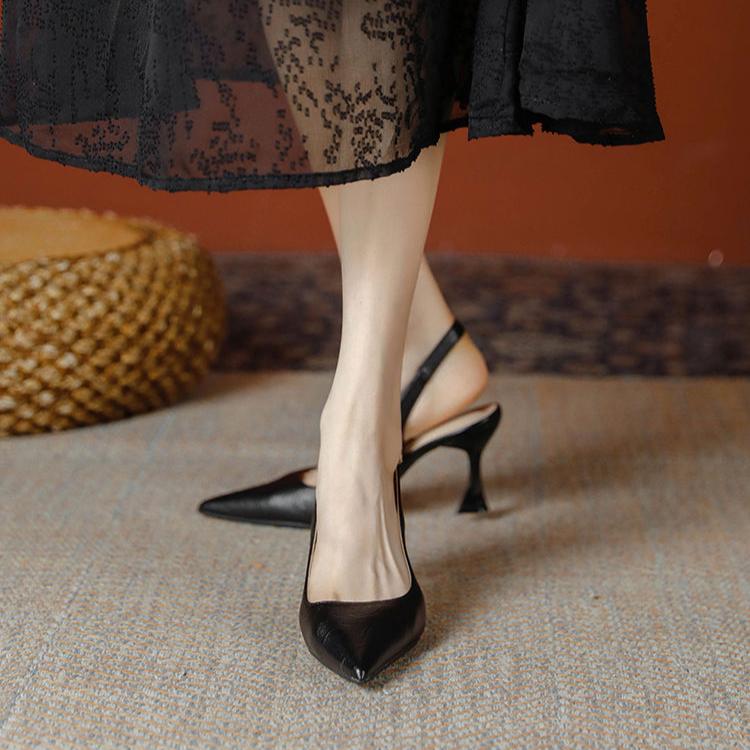 Špičaté lodičky s dutým podpatkem a vysokým podpatkem pro ženy jaro a léto korejské se sandály s rovným páskem