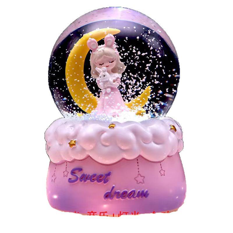 Crystal Ball 8-Note Music Box with Snowflakes and Light-Up Feature – Ideal Birthday Gift for Girls, Children, and Best Friends