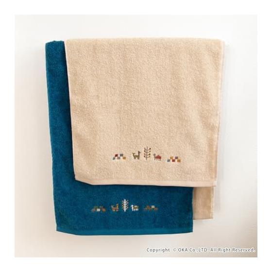 OKA Sierra Towel, Approx. 77cm x 34cm, Beige (Gabbeh, Ethnic, Washable Face Towel)