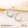 18K Gold U-Shaped Shell Pearl Stainless Steel Stud Earrings with Textured Design