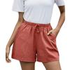 Women Solid High Waist Cotton And Linen Shorts Pants Casual Beach Shorts